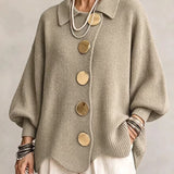 Isadora | Cardigan Oversize con Cuello y Grandes Botones Metálicos
