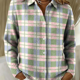 Margot | Cárdigan de Botones con Estampado de Cuadros en Tonos Pastel