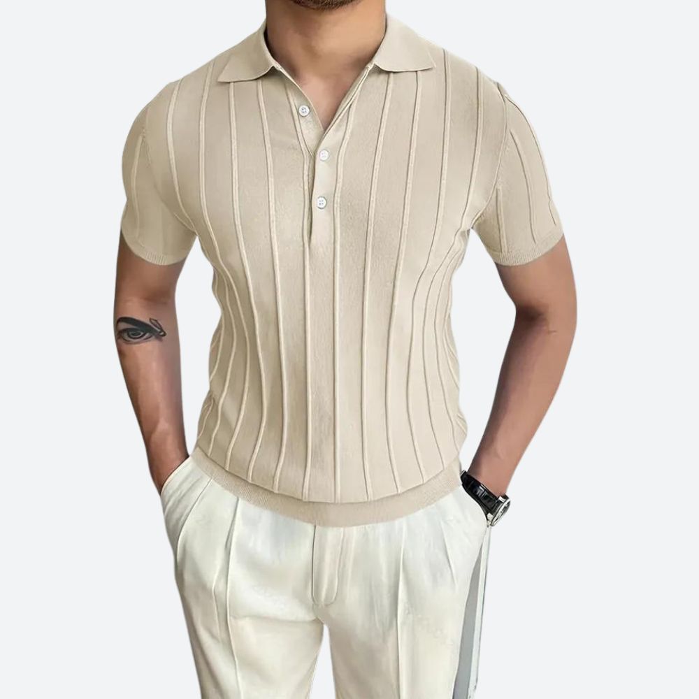 Polo de mezcla elástica con cuello en V