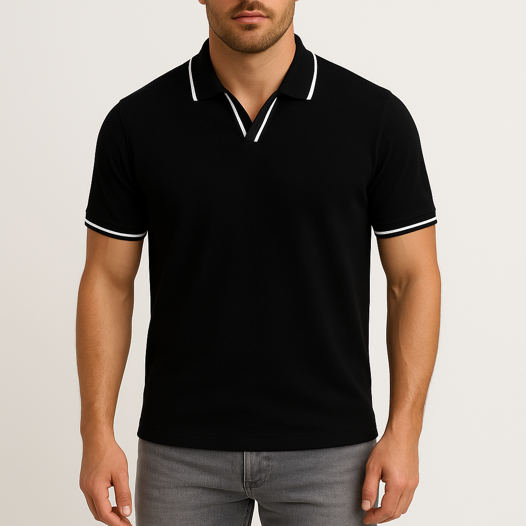 Polo con cuello y puños en contraste