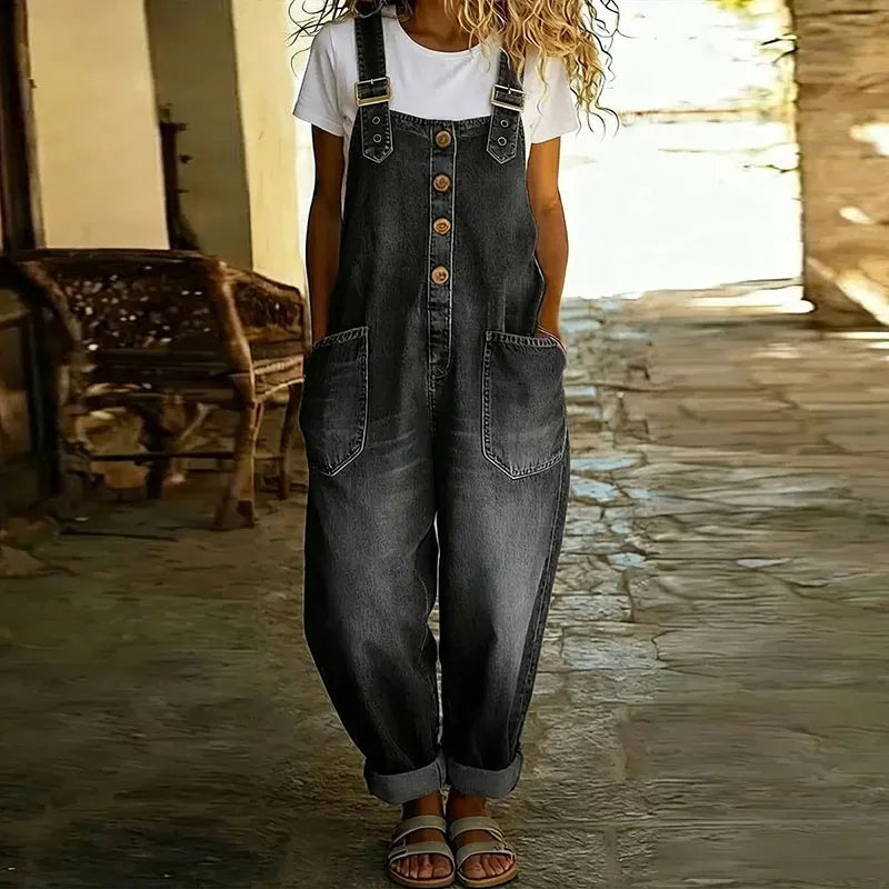 Ana - Mono de Algodón Suave con Estilo Vintage y Acabado Denim
