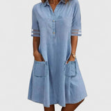 Bárbara - Vestido de Denim que Define la Silueta
