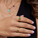Anillo Envolvente Esmeralda Verde Vintage