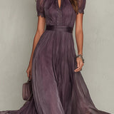 Flávia - Purple long dress with neckline