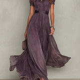 Flávia - Purple long dress with neckline