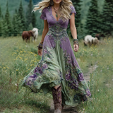 Serena - Vestido Corto Maxi con Estampado Floral