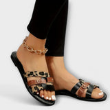 Jenevra - Sandalias de tiras cruzadas con estampado de leopardo