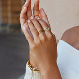 Golden ring with aquamarine crystal