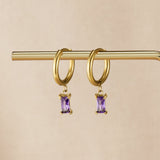 Pendientes de cristal violeta Avery