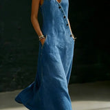 Vera - Vestido Largo de Denim con Detalles de Botones