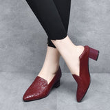 Olene - Zapatos de Tacón en Cuero Vegano con Bordado Delicado