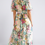 Audrey | Vestido midi de manga corta con cintura ajustada