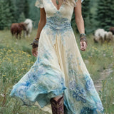 Serena - Vestido Corto Maxi con Estampado Floral