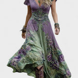 Serena - Vestido Corto Maxi con Estampado Floral