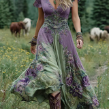 Serena - Vestido Corto Maxi con Estampado Floral