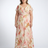 Margaux | Vestido Maxi Floral de Manga Corta con Escote en V