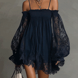 Nádia - Minivestido bardot de encaje