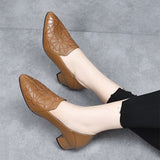 Olene - Zapatos de Tacón en Cuero Vegano con Bordado Delicado