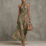 Filipa - Vestido Largo Floral con Escote Halter