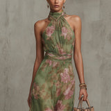 Filipa - Vestido Largo Floral con Escote Halter