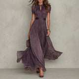 Flávia - Purple long dress with neckline