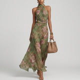 Filipa - Vestido Largo Floral con Escote Halter
