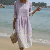 Carla - Vestido Maxi de Cuello Redondo con Diseño Estampado