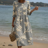 Ana - Vestido Midi con Diseño de Plantas y Flores