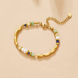 Pulsera de perlas de agua dulce y malaquita
