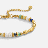 Pulsera de perlas de agua dulce y malaquita