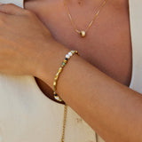 Pulsera de perlas de agua dulce y malaquita