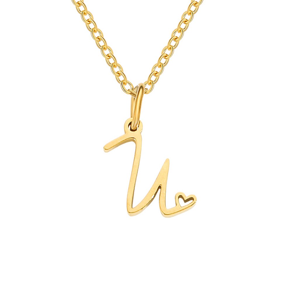 Gold Heart Shaped Letter Necklace