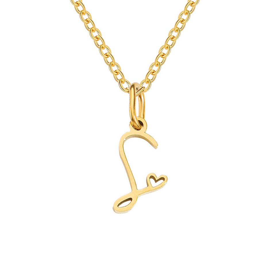 Gold Heart Shaped Letter Necklace