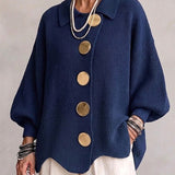 Isadora | Cardigan Oversize con Cuello y Grandes Botones Metálicos