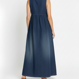 Iva - Vestido Maxi de Denim Retro