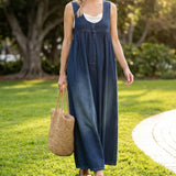 Iva - Vestido Maxi de Denim Retro