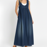 Iva - Vestido Maxi de Denim Retro