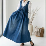 Iva - Vestido Maxi de Denim Retro