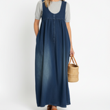 Iva - Vestido Maxi de Denim Retro