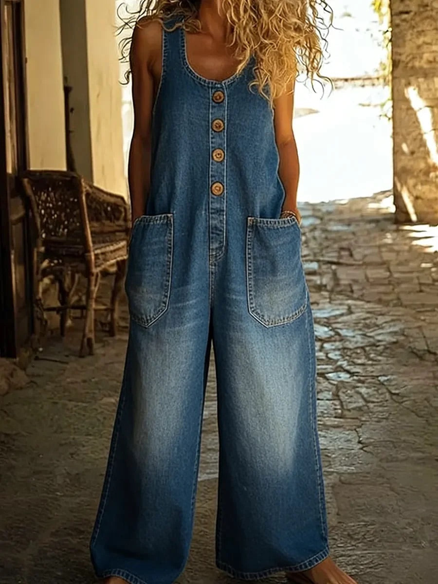 Graça - Mono de Denim de Algodón con Acabado Vintage
