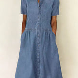 Carolina - Vestido de Jean de Manga Corta