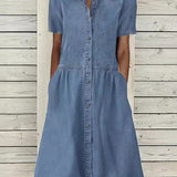 Carolina - Vestido de Jean de Manga Corta