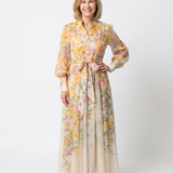 Delphine | Maxi vestido fluido de flores con mangas largas