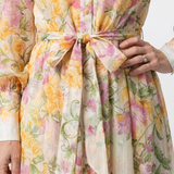 Delphine | Maxi vestido fluido de flores con mangas largas