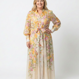 Delphine | Maxi vestido fluido de flores con mangas largas