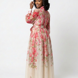 Delphine | Maxi vestido fluido de flores con mangas largas