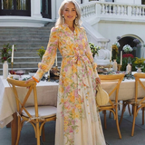 Delphine | Maxi vestido fluido de flores con mangas largas