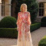 Delphine | Maxi vestido fluido de flores con mangas largas