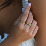 Anillo de ópalo con flor de loto vintage