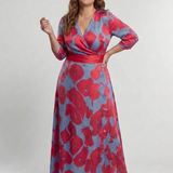 Marie | Vestido Maxi Floral con Mangas Tres Cuartos